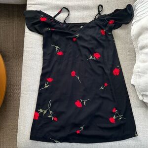 Ashley Graham Beyond Black Slip Dress with Red Rose Print, large